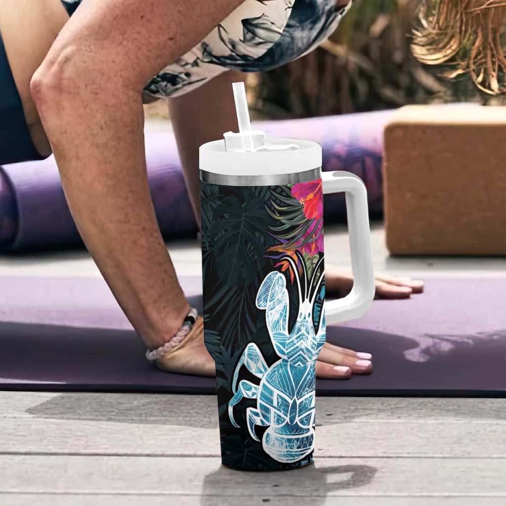 Niue Tumbler With Handle Hiapo Mix Coconut Crab LT7 - Polynesian Pride
