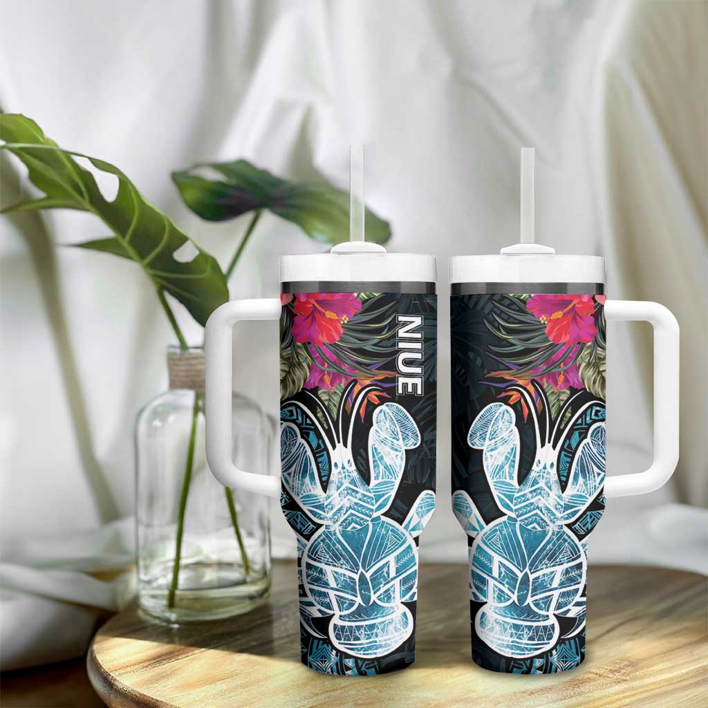 Niue Tumbler With Handle Hiapo Mix Coconut Crab LT7 - Polynesian Pride