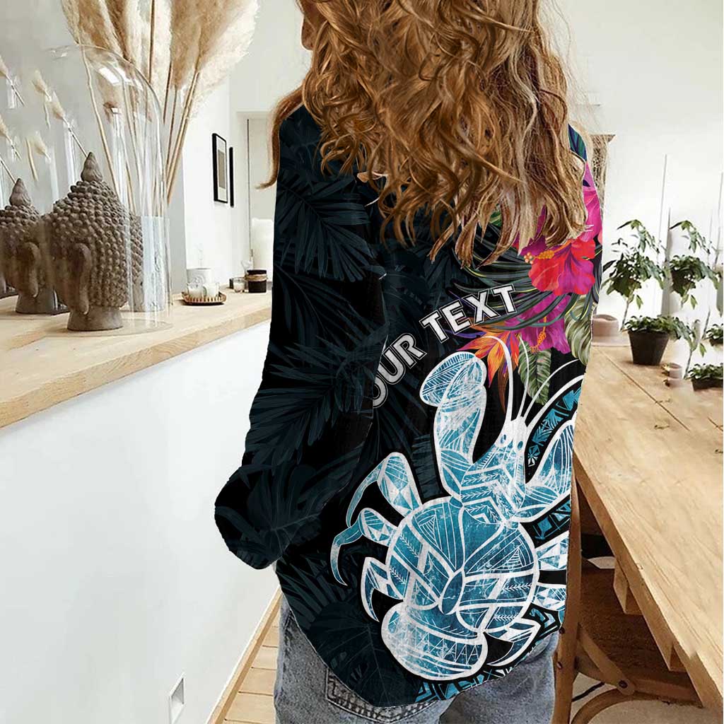 Niue Personalised Women Casual Shirt Hiapo Mix Coconut Crab