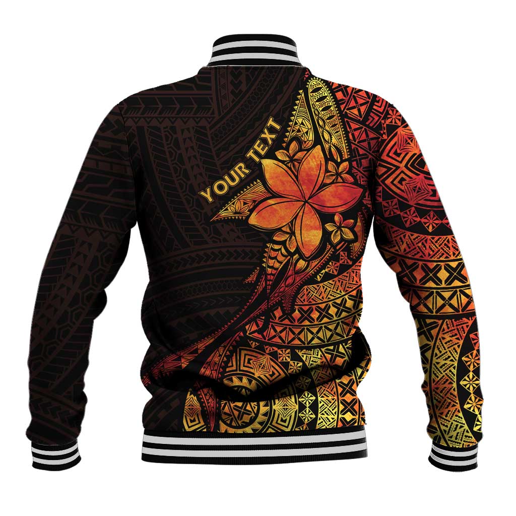 Niue Fakaalofa Atu Personalised Baseball Jacket Whale Hiapo Fiery Motif LT7 - Polynesian Pride