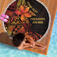 Niue Fakaalofa Atu Personalised Beach Blanket Whale Hiapo Fiery Motif LT7 - Polynesian Pride