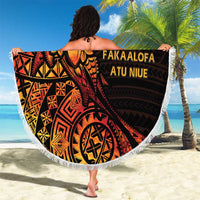 Niue Fakaalofa Atu Personalised Beach Blanket Whale Hiapo Fiery Motif LT7 - Polynesian Pride