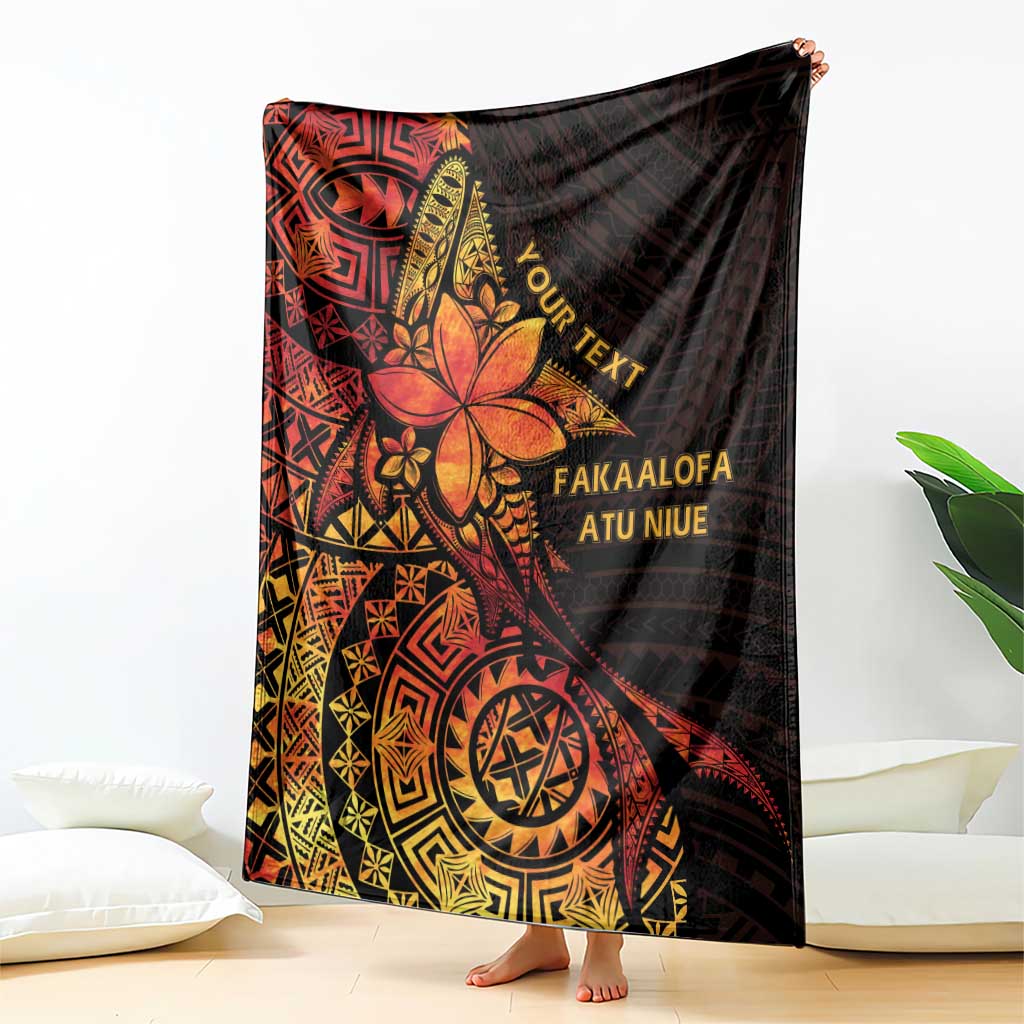 Niue Fakaalofa Atu Personalised Blanket Whale Hiapo Fiery Motif LT7 - Polynesian Pride