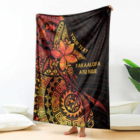 Niue Fakaalofa Atu Personalised Blanket Whale Hiapo Fiery Motif LT7 - Polynesian Pride