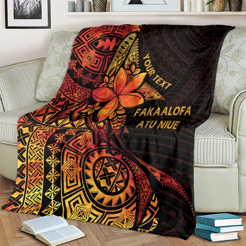 Niue Fakaalofa Atu Personalised Blanket Whale Hiapo Fiery Motif LT7 - Polynesian Pride