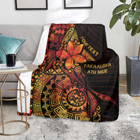 Niue Fakaalofa Atu Personalised Blanket Whale Hiapo Fiery Motif LT7 - Polynesian Pride