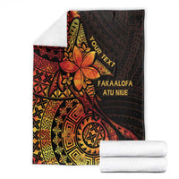 Niue Fakaalofa Atu Personalised Blanket Whale Hiapo Fiery Motif LT7 - Polynesian Pride