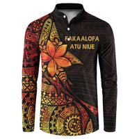 Niue Fakaalofa Atu Personalised Button Sweatshirt Whale Hiapo Fiery Motif LT7 Art - Polynesian Pride