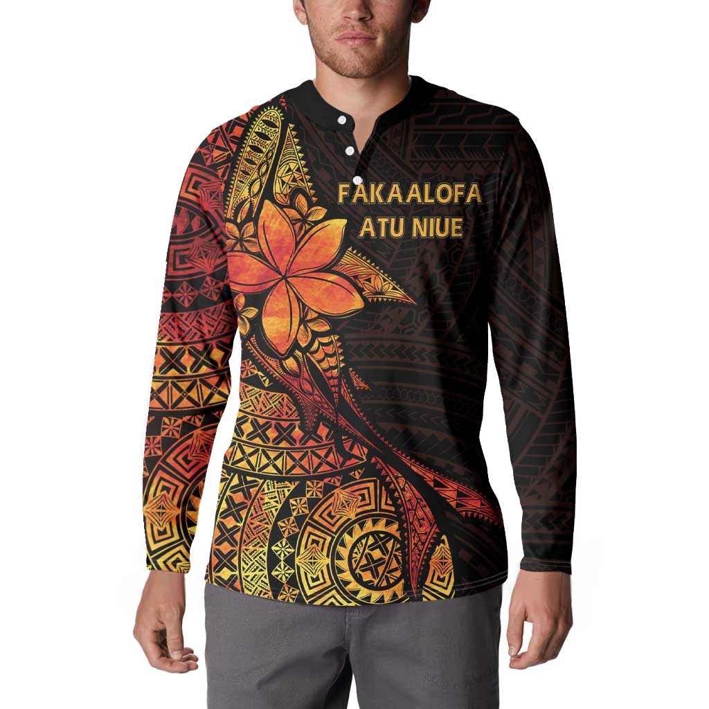 Niue Fakaalofa Atu Personalised Button Sweatshirt Whale Hiapo Fiery Motif LT7 - Polynesian Pride