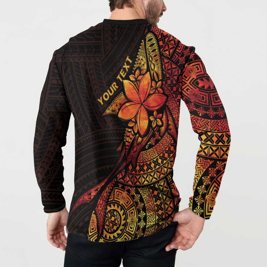 Niue Fakaalofa Atu Personalised Button Sweatshirt Whale Hiapo Fiery Motif LT7 - Polynesian Pride