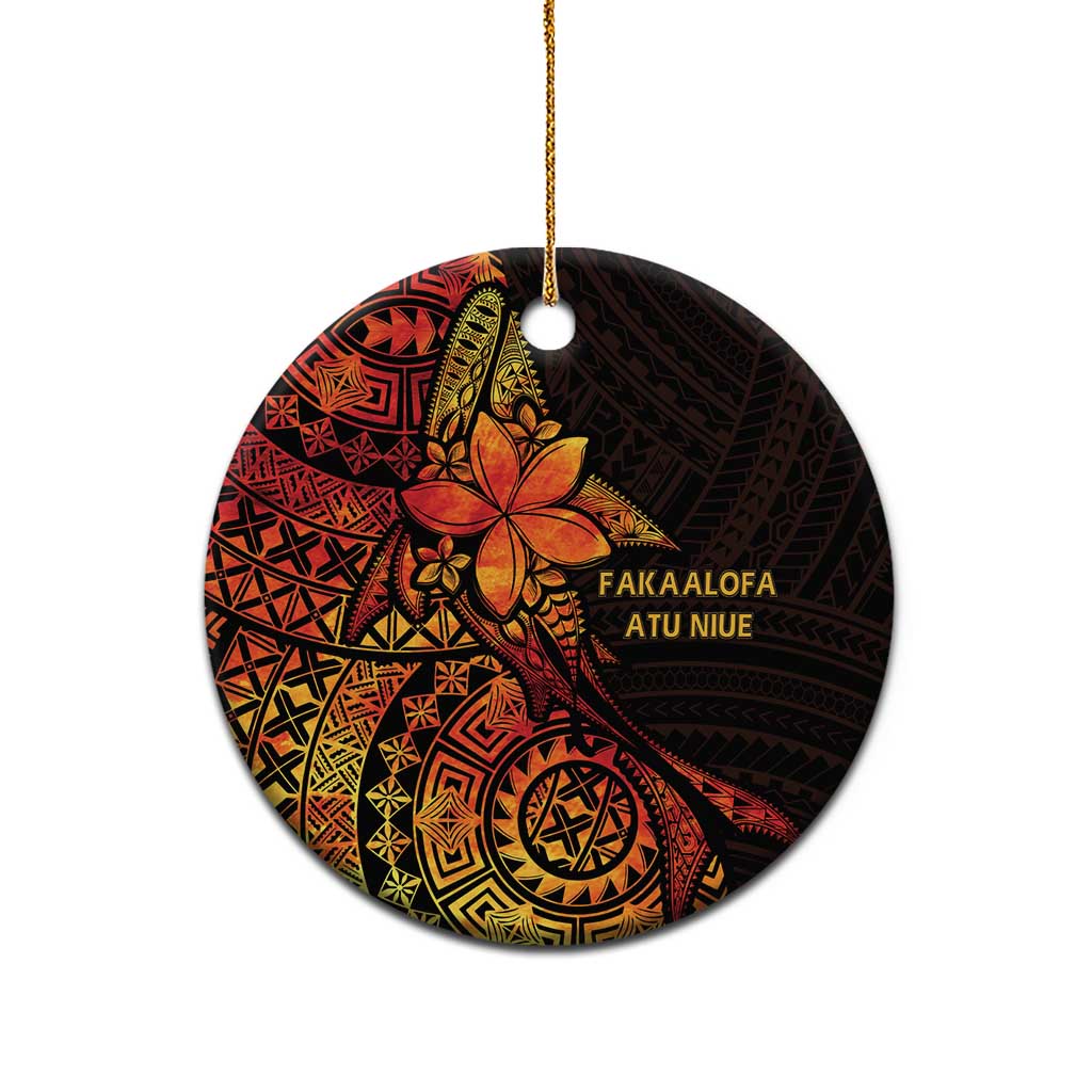 Niue Fakaalofa Atu Ceramic Ornament Whale Hiapo Fiery Motif LT7 - Polynesian Pride
