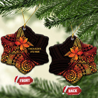 Niue Fakaalofa Atu Ceramic Ornament Whale Hiapo Fiery Motif LT7 Snow Flake Art - Polynesian Pride