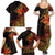 Niue Fakaalofa Atu Personalised Family Matching Summer Maxi Dress and Hawaiian Shirt Whale Hiapo Fiery Motif