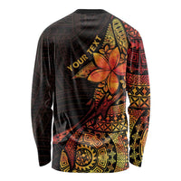 Niue Fakaalofa Atu Personalised Long Sleeve Shirt Whale Hiapo Fiery Motif