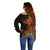 Niue Fakaalofa Atu Personalised Off Shoulder Sweater Whale Hiapo Fiery Motif