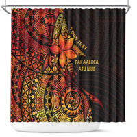 Niue Fakaalofa Atu Personalised Shower Curtain Whale Hiapo Fiery Motif