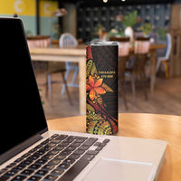 Niue Fakaalofa Atu Skinny Tumbler Whale Hiapo Fiery Motif