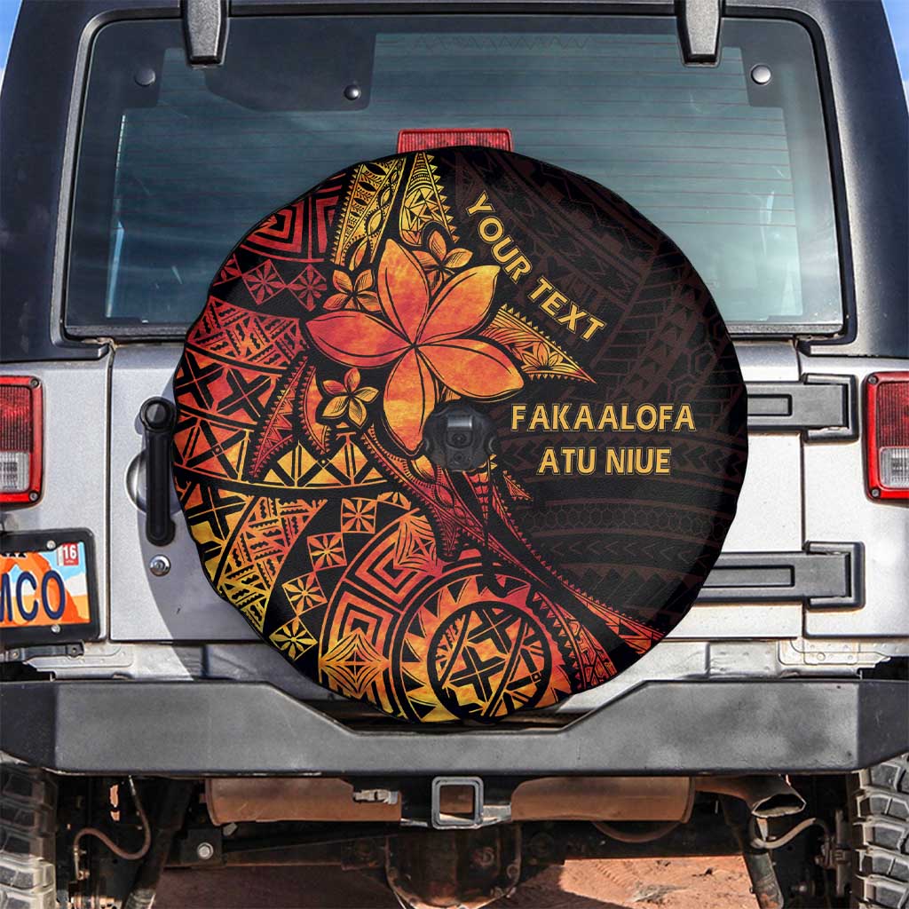 Niue Fakaalofa Atu Personalised Spare Tire Cover Whale Hiapo Fiery Motif