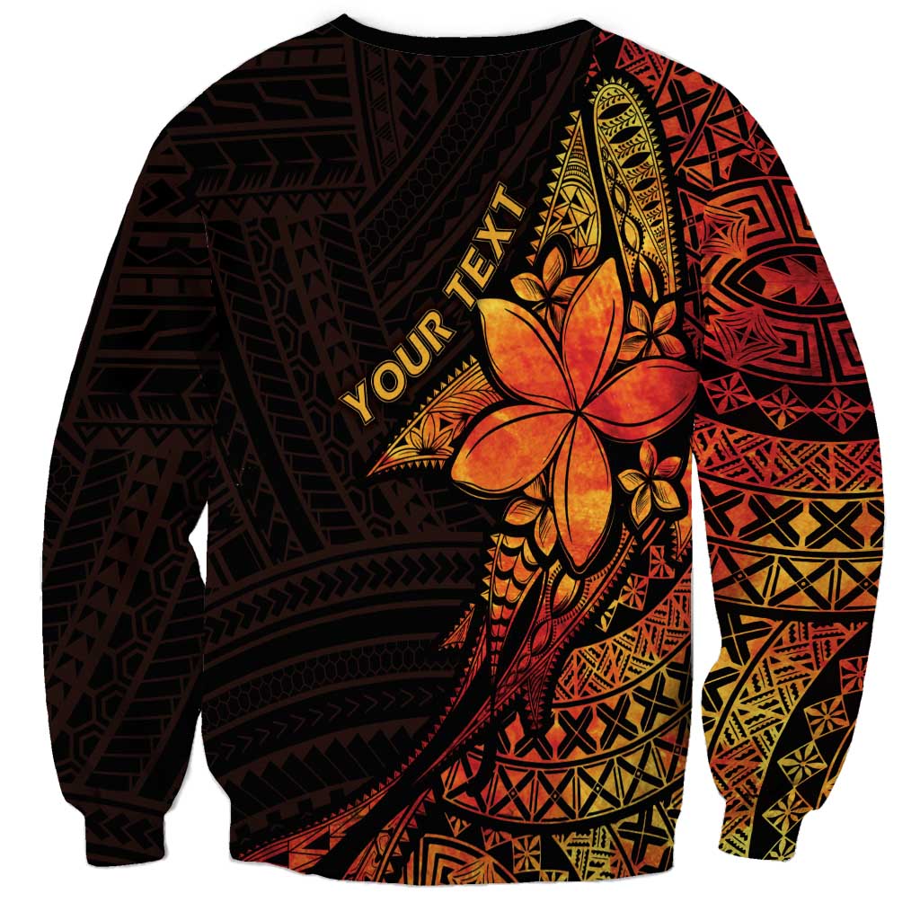Niue Fakaalofa Atu Personalised Sweatshirt Whale Hiapo Fiery Motif LT7 - Polynesian Pride