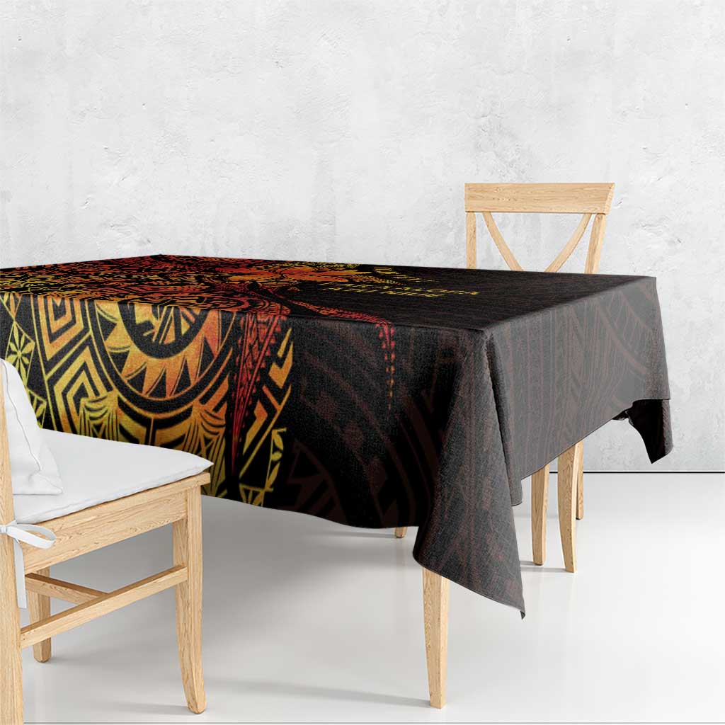 Niue Fakaalofa Atu Personalised Tablecloth Whale Hiapo Fiery Motif LT7 - Polynesian Pride