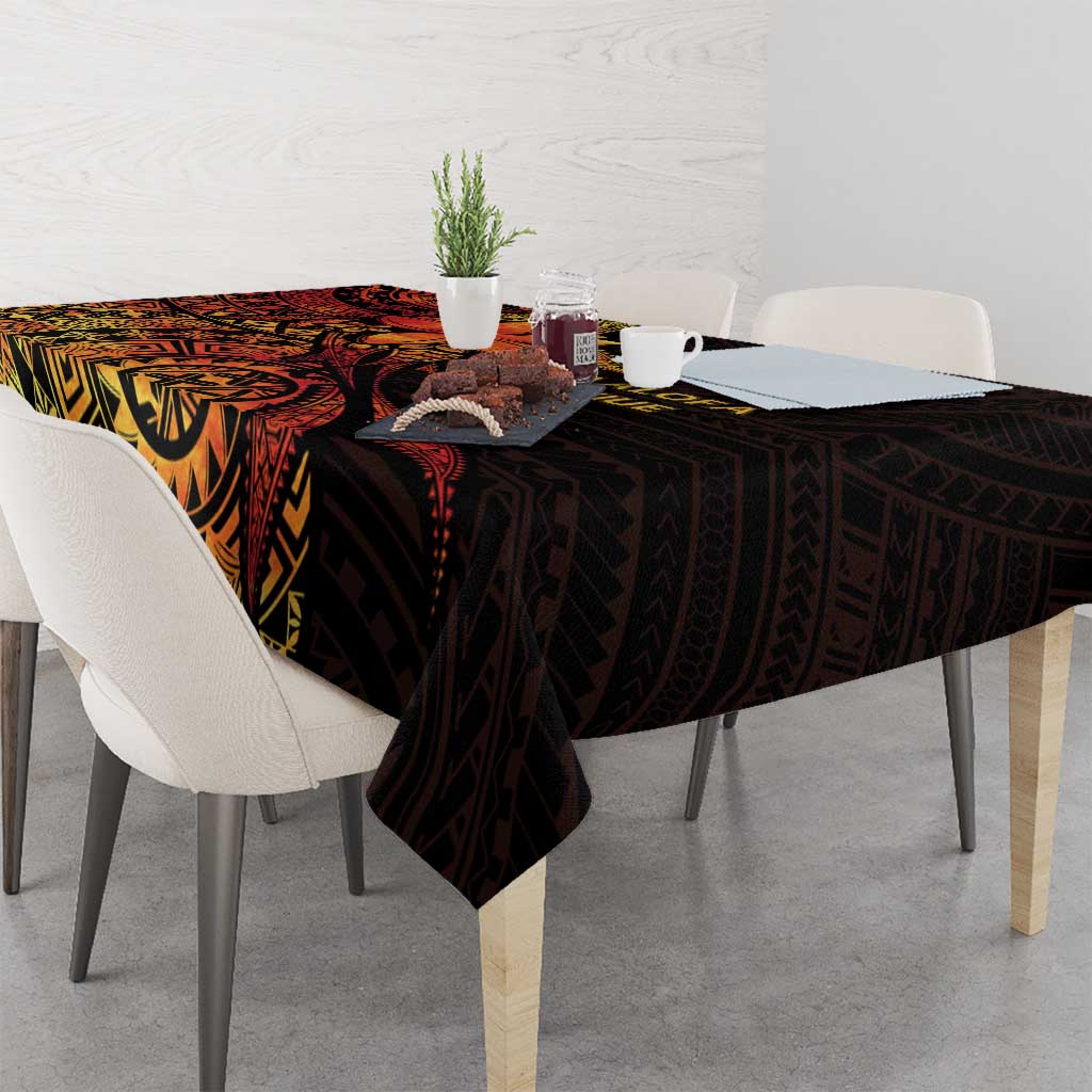 Niue Fakaalofa Atu Personalised Tablecloth Whale Hiapo Fiery Motif LT7 - Polynesian Pride