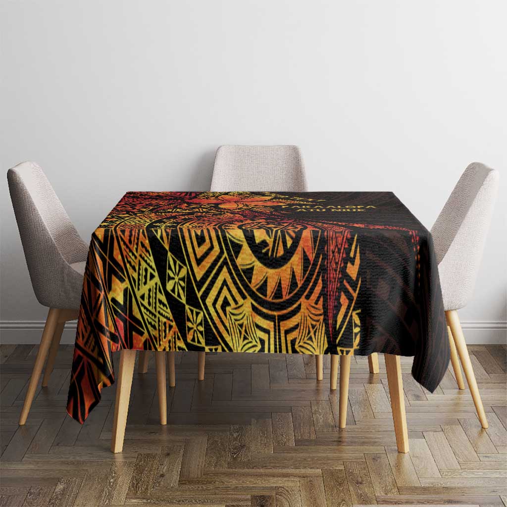 Niue Fakaalofa Atu Personalised Tablecloth Whale Hiapo Fiery Motif LT7 - Polynesian Pride