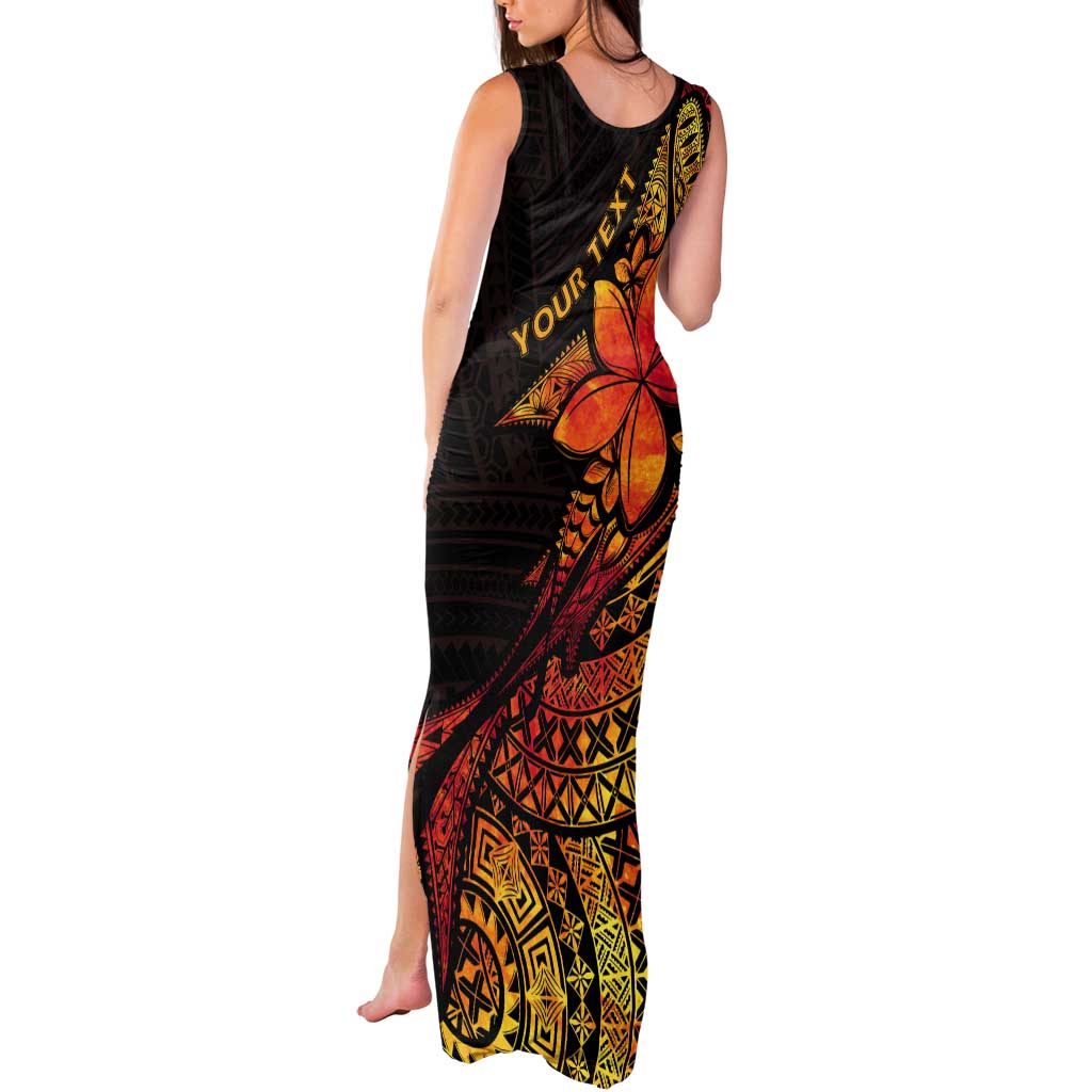 Niue Fakaalofa Atu Personalised Tank Maxi Dress Whale Hiapo Fiery Motif