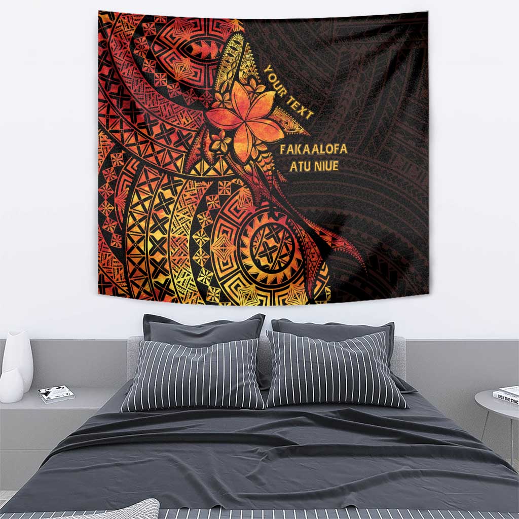 Niue Fakaalofa Atu Personalised Tapestry Whale Hiapo Fiery Motif