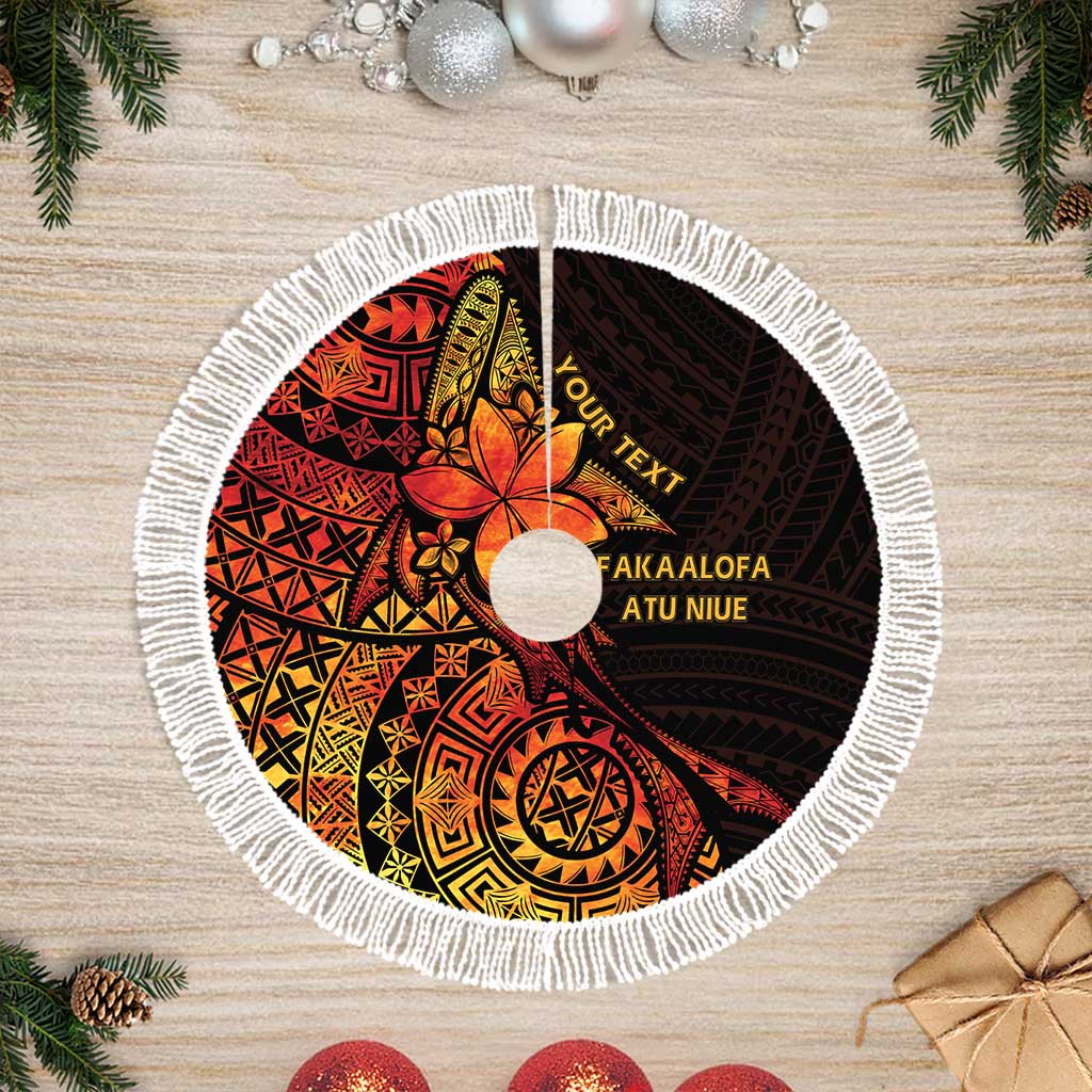 Niue Fakaalofa Atu Tree Skirt Whale Hiapo Fiery Motif