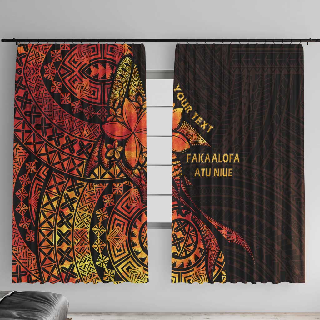 Niue Fakaalofa Atu Personalised Window Curtain Whale Hiapo Fiery Motif LT7 With Hooks Art - Polynesian Pride