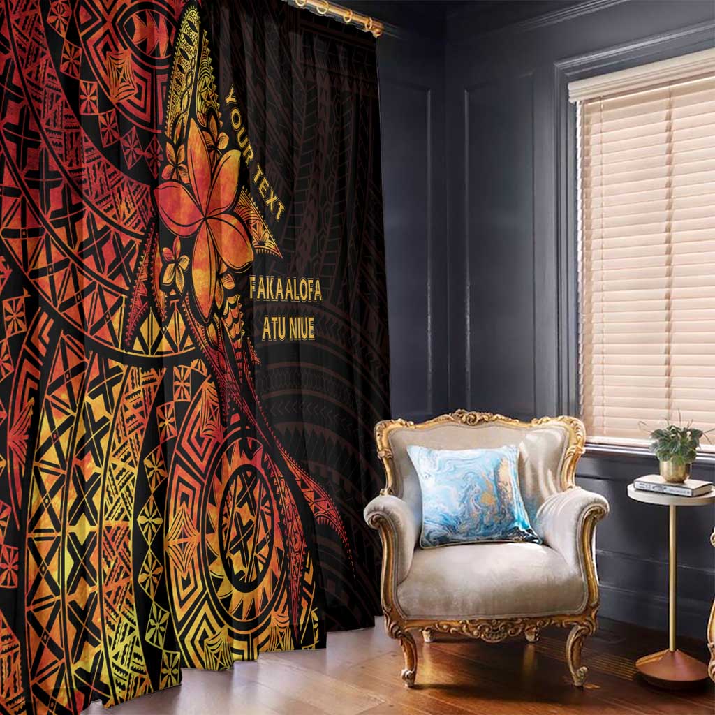 Niue Fakaalofa Atu Personalised Window Curtain Whale Hiapo Fiery Motif LT7 - Polynesian Pride