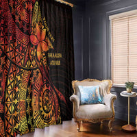 Niue Fakaalofa Atu Personalised Window Curtain Whale Hiapo Fiery Motif LT7 - Polynesian Pride