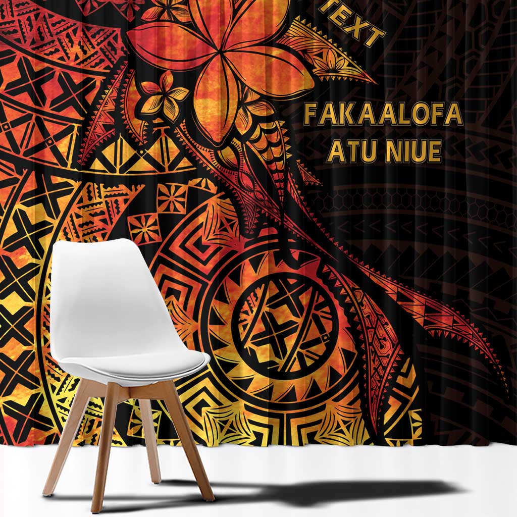 Niue Fakaalofa Atu Personalised Window Curtain Whale Hiapo Fiery Motif LT7 - Polynesian Pride