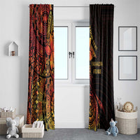 Niue Fakaalofa Atu Personalised Window Curtain Whale Hiapo Fiery Motif LT7 - Polynesian Pride