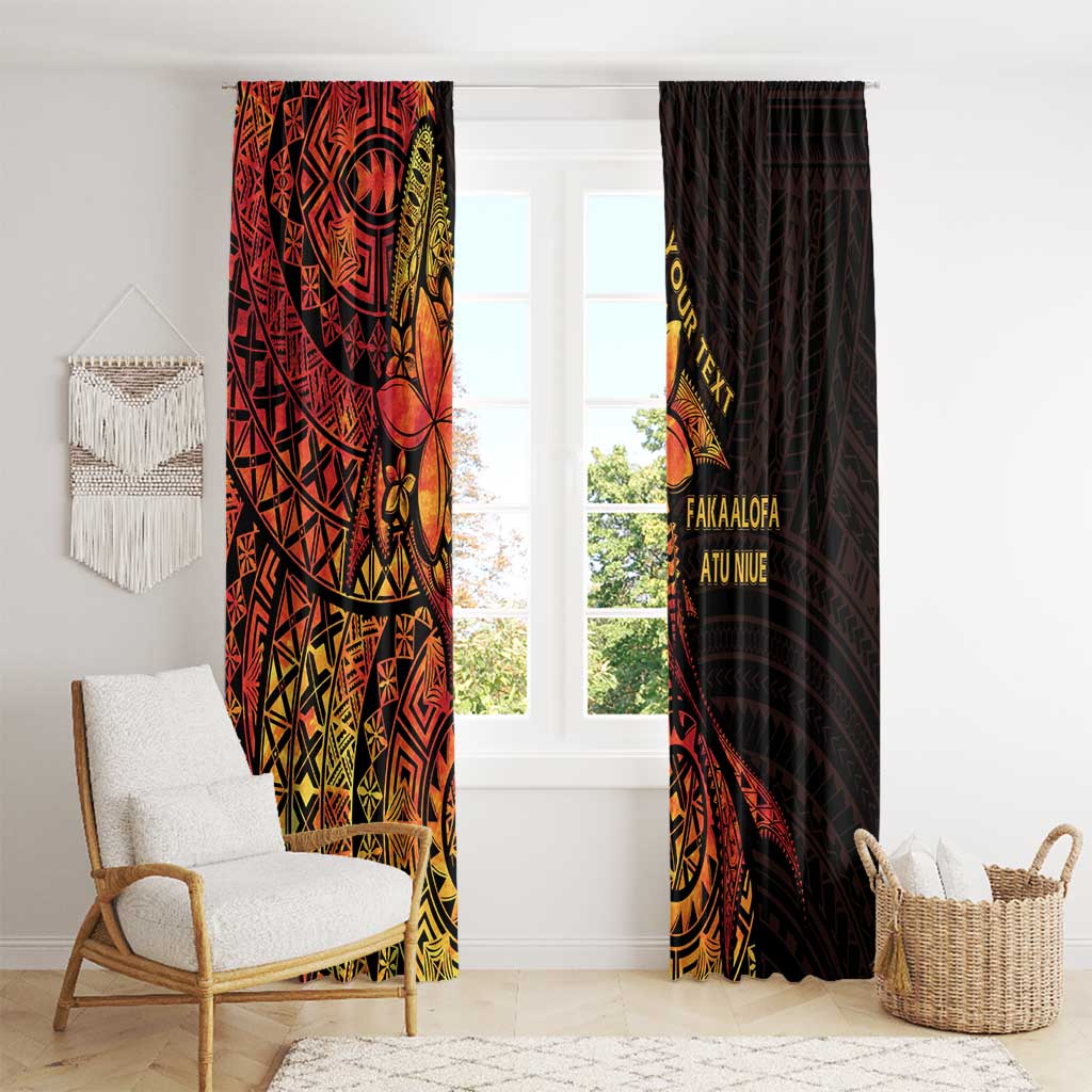 Niue Fakaalofa Atu Personalised Window Curtain Whale Hiapo Fiery Motif LT7 - Polynesian Pride