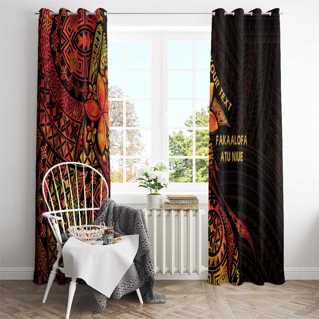 Niue Fakaalofa Atu Personalised Window Curtain Whale Hiapo Fiery Motif LT7 - Polynesian Pride