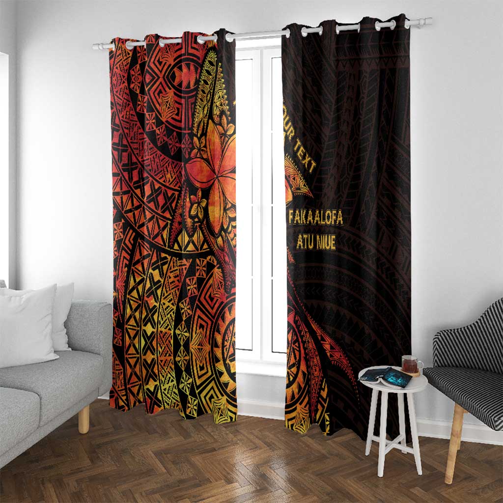 Niue Fakaalofa Atu Personalised Window Curtain Whale Hiapo Fiery Motif LT7 With Grommets Art - Polynesian Pride