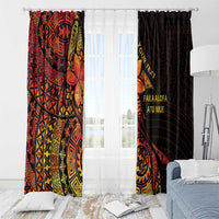 Niue Fakaalofa Atu Personalised Window Curtain Whale Hiapo Fiery Motif LT7 - Polynesian Pride