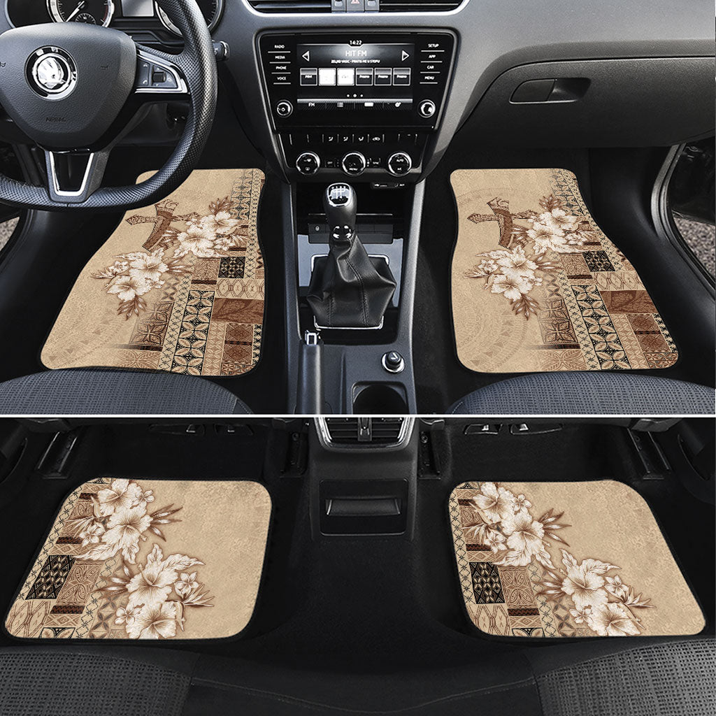 Samoa AIGA Mamanu Siapo Malu Motifs Car Mats LT7 Set 4pcs Beige - Polynesian Pride