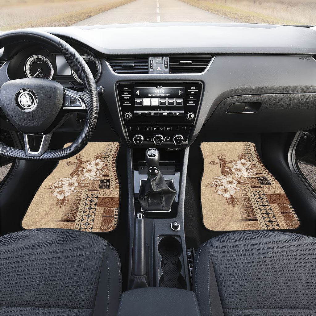 Samoa AIGA Mamanu Siapo Malu Motifs Car Mats LT7 Set 2pcs - Front Beige - Polynesian Pride