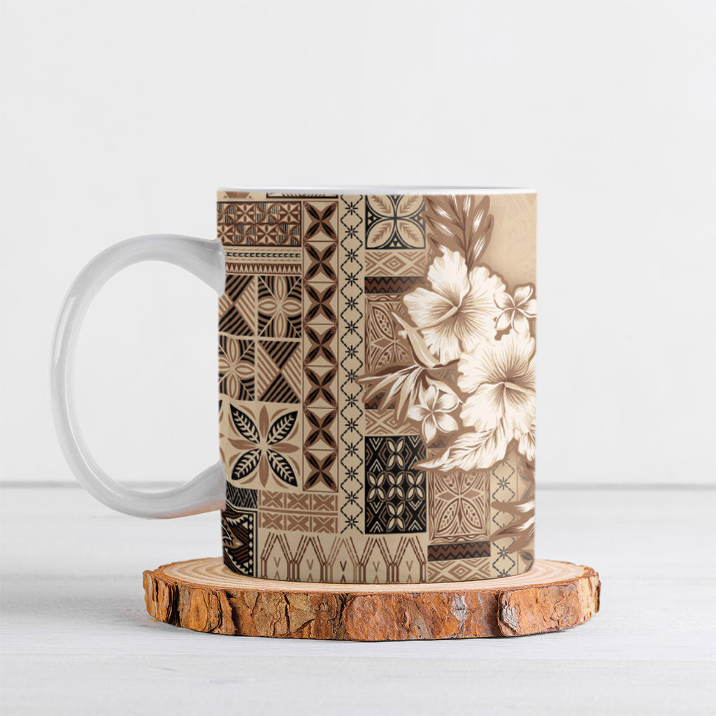 Samoa AIGA Mamanu Siapo Malu Motifs Ceramic Mug LT7 Beige - Polynesian Pride