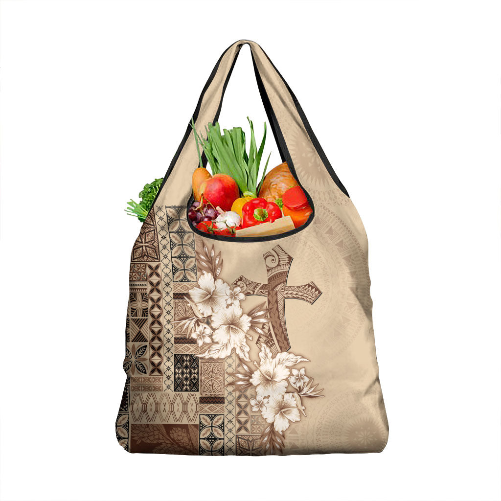 Samoa AIGA Mamanu Siapo Malu Motifs Grocery Bag LT7 1-pack One Size Beige - Polynesian Pride