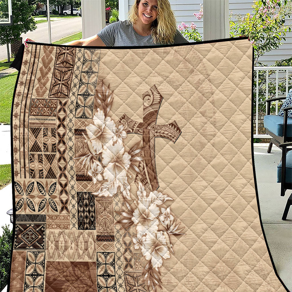 Samoa AIGA Mamanu Siapo Malu Motifs Quilt LT7 Beige - Polynesian Pride