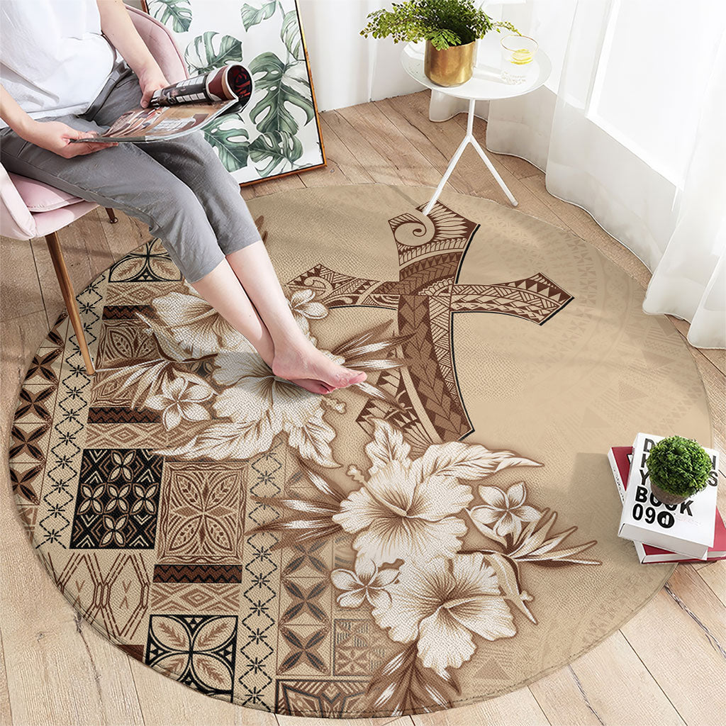 Samoa AIGA Mamanu Siapo Malu Motifs Round Carpet LT7 - Polynesian Pride