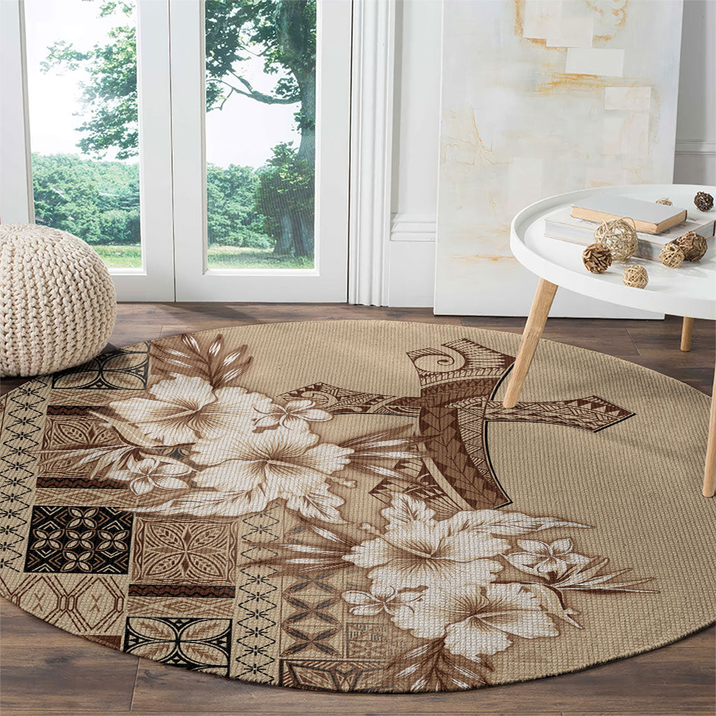 Samoa AIGA Mamanu Siapo Malu Motifs Round Carpet LT7 - Polynesian Pride