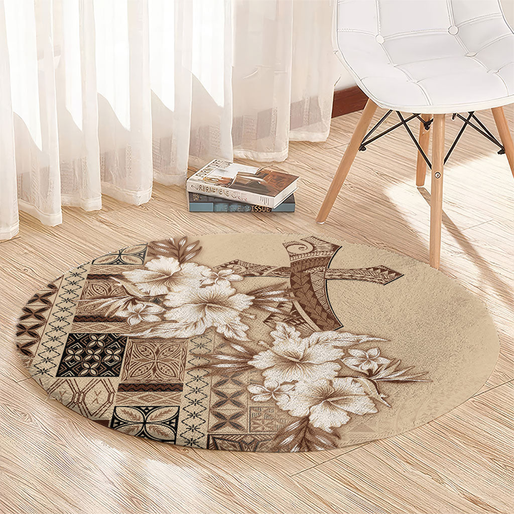 Samoa AIGA Mamanu Siapo Malu Motifs Round Carpet LT7 - Polynesian Pride