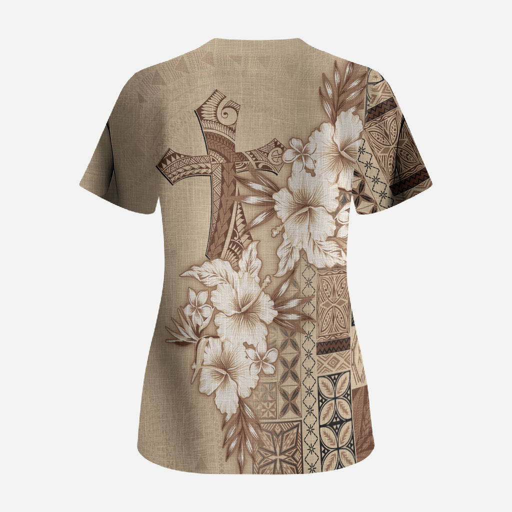 Samoa AIGA Mamanu Siapo Malu Motifs Scrub Top LT7 - Polynesian Pride