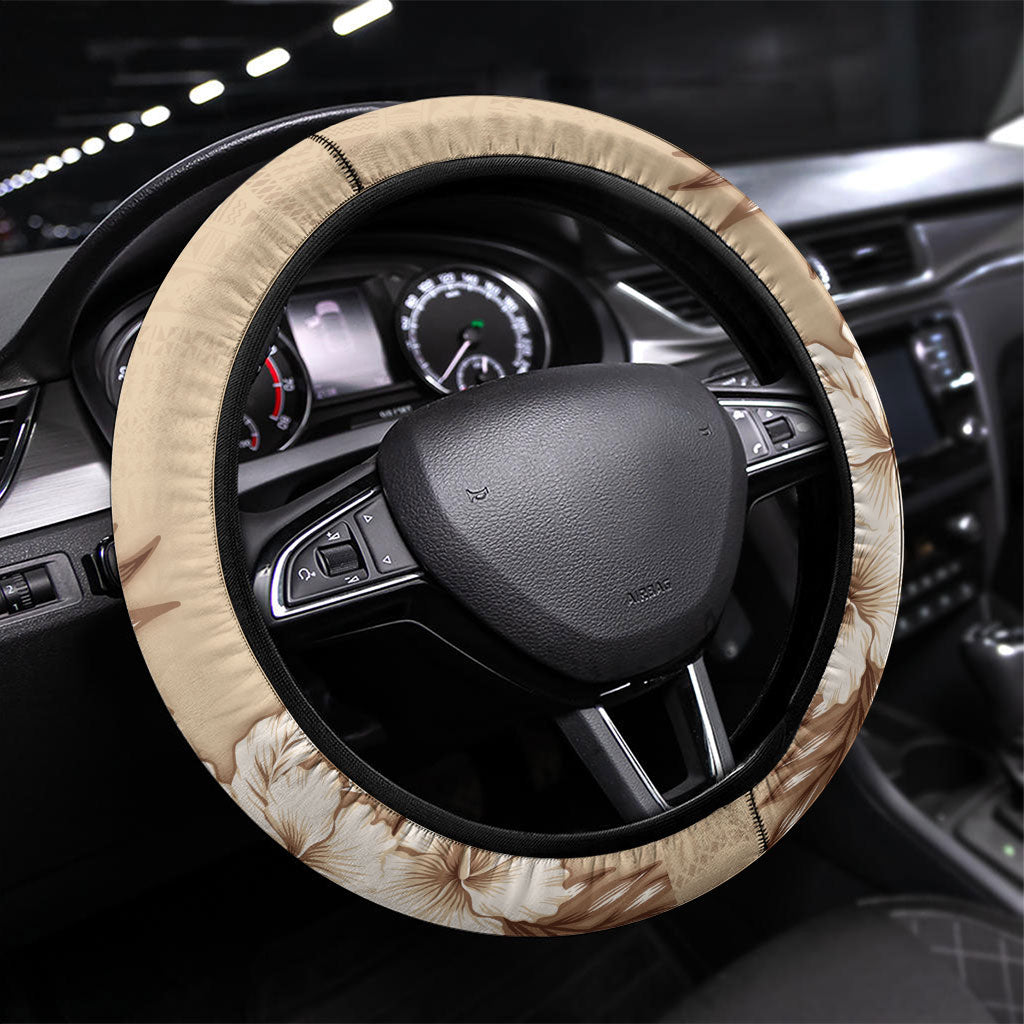 Samoa AIGA Mamanu Siapo Malu Motifs Steering Wheel Cover LT7 Universal Fit Beige - Polynesian Pride