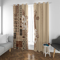 Samoa AIGA Mamanu Siapo Malu Motifs Window Curtain LT7 With Grommets Beige - Polynesian Pride