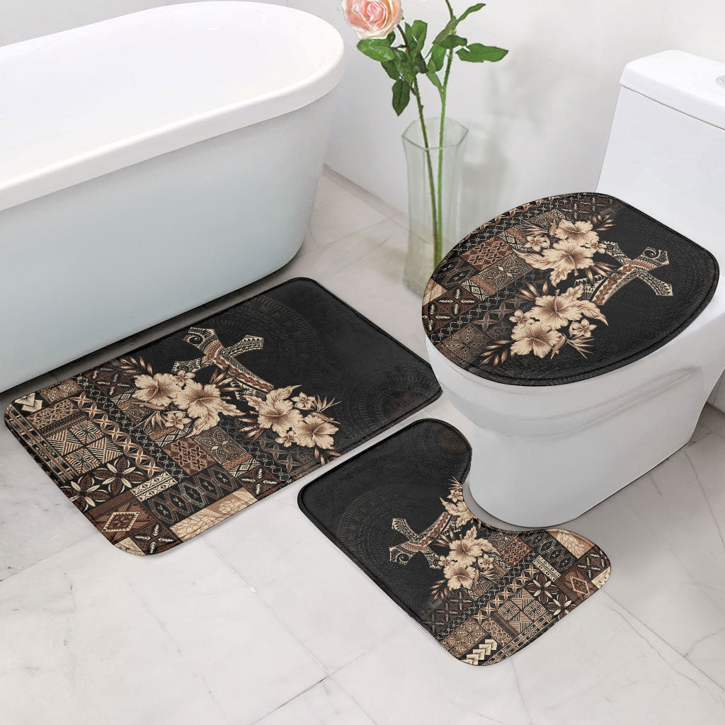Samoa AIGA Mamanu Siapo Malu Motifs Bathroom Set Black Ver LT7 - Polynesian Pride
